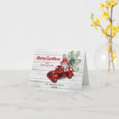 Carte Retro Buffalo Red Truck Gnomes Rustique Noël (Fleur jaune)