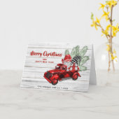 Carte Retro Buffalo Red Truck Gnomes Rustique Noël (Fleur jaune)