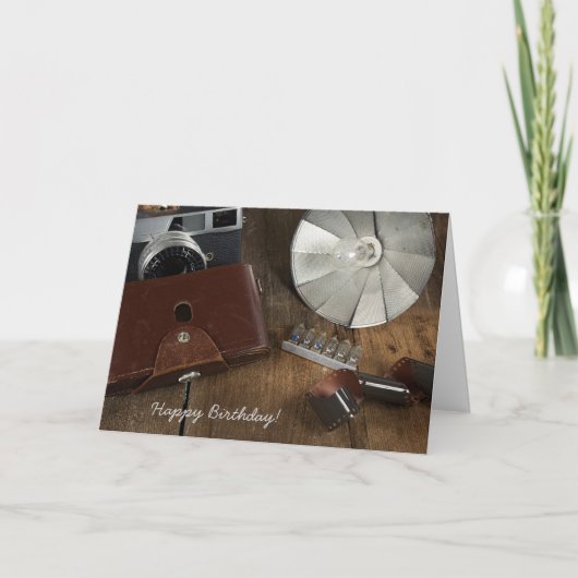 Carte Retro Camera Equipment for Birthday (Devant)