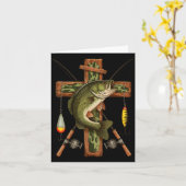 Carte Retro Camo Cross Fishing Rod Hook B Christian Fish (Fleur jaune)