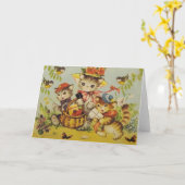 Carte Rétro Cat Family (Fleur jaune)