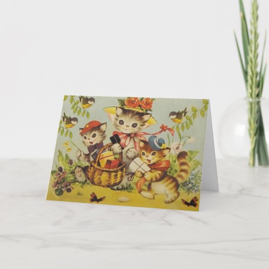 Carte Rétro Cat Family (Devant)