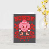 Carte Retro Checkered Howdy Western Valentines Day Cowbo (Fleur jaune)