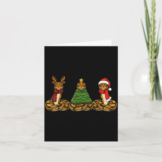 Carte Retro Christmas Ball Python Snake Santa Reindeer (Devant)