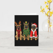 Carte Retro Christmas Belgian Malinois Santa Reindeer Do (Fleur jaune)