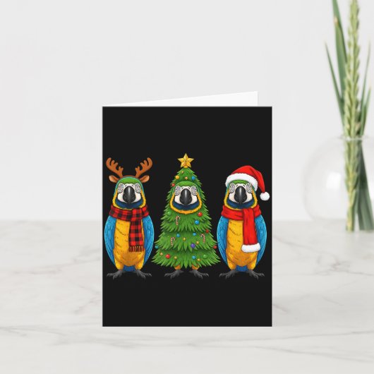 Carte Retro Christmas Blue And Yellow Macaw Parrot Santa (Devant)