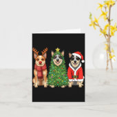 Carte Retro Christmas Blue Heeler Santa Reindeer Dog Lov (Fleur jaune)