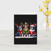 Carte Retro Christmas Boston Terrier Santa Reindeer Dog (Fleur jaune)