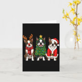 Carte Retro Christmas Boston Terrier Santa Reindeer Dog (Fleur jaune)