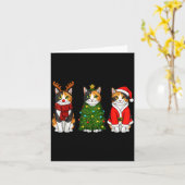Carte Retro Christmas Calico Cat Santa Reindeer  (Fleur jaune)