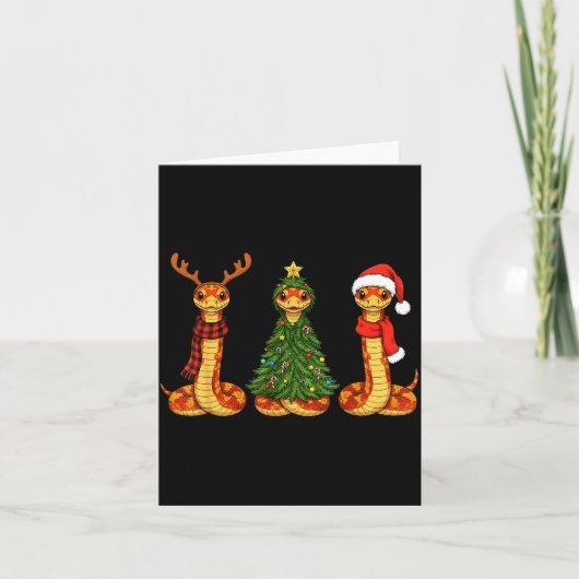 Carte Retro Christmas Corn Snake Santa Reindeer (Devant)