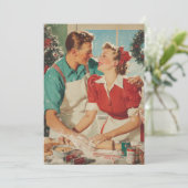 Carte Retro Christmas Couple Baking Love (Debout devant)
