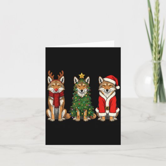 Carte Retro Christmas Coyote Santa Reindeer (Devant)