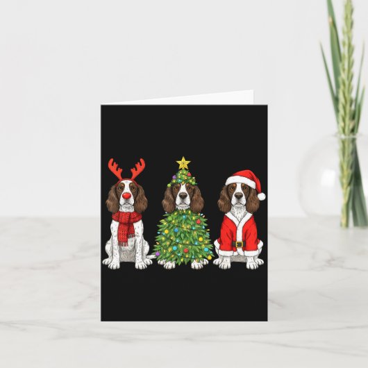 Carte Retro Christmas English Springer Spaniel Santa Rei (Devant)