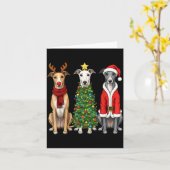 Carte Retro Christmas Ghound Santa Reindeer Dog Lover  (Fleur jaune)