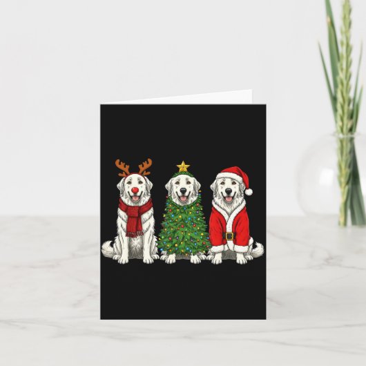 Carte Retro Christmas Great Pyrenees Santa Reindeer Dog  (Devant)