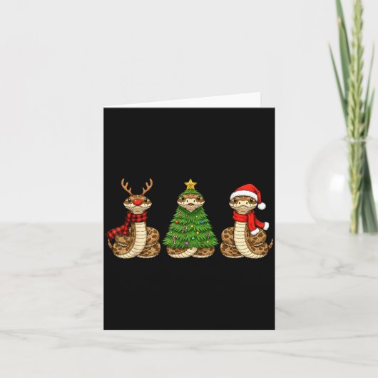 Carte Retro Christmas Hognose Snake Santa Reindeer  (Devant)