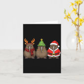 Carte Retro Christmas Kiwi Bird Santa Reindeer  (Fleur jaune)