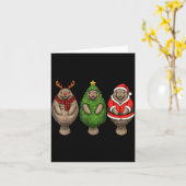 Carte Retro Christmas Manatee Santa Reindeer  (Fleur jaune)