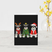Carte Retro Christmas Miniature Schnauzer Santa Reindeer (Fleur jaune)