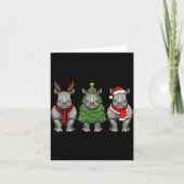Carte Retro Christmas Rhino Santa Reindeer Safari Animal (Devant)