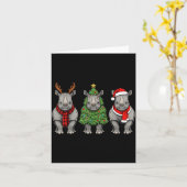 Carte Retro Christmas Rhino Santa Reindeer Safari Animal (Fleur jaune)