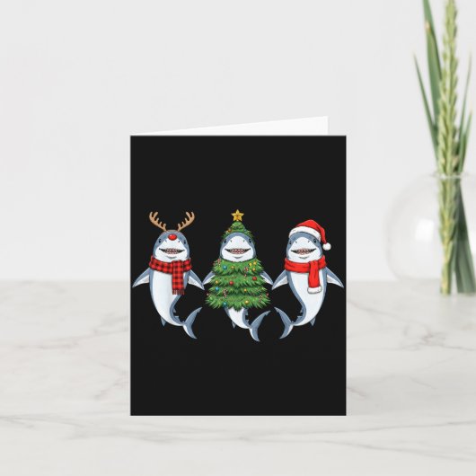 Carte Retro Christmas Shark Santa Reindeer (Devant)