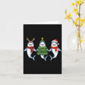 Carte Retro Christmas Shark Santa Reindeer (Fleur jaune)