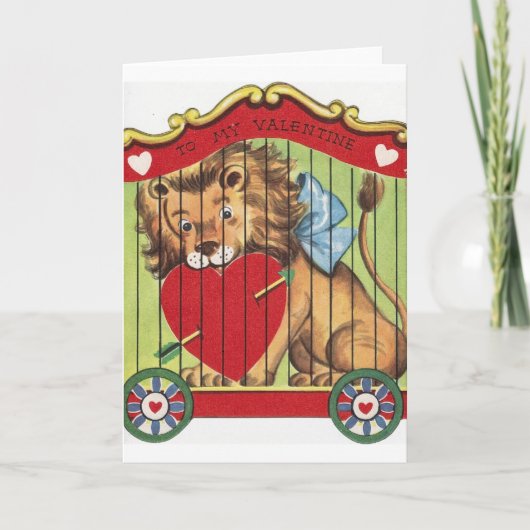 Carte Retro Circus Lion Saint Valentin (Devant)