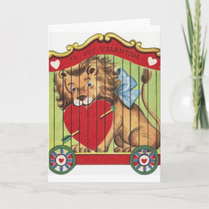 Carte Retro Circus Lion Saint Valentin