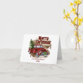 Carte Retro classique Rustique Noël Fête de Camion Rouge (Fleur jaune)