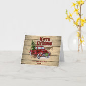 Carte Retro classique Rustique Noël Fête de Camion Rouge (Fleur jaune)