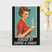 Carte RETRO COFFEE HOUSEWIFE BLANK Greeting Card (Fleur jaune)