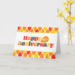 Carte rétro couleur brillante du 40e anniversaire