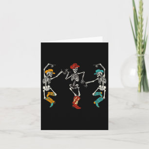 Carte Retro Cowboy Skeleton Cowgirl Danser Bottes Hallow