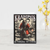 Carte Retro Creepmas Krampus Is Coming To Town Dark Humo (Fleur jaune)