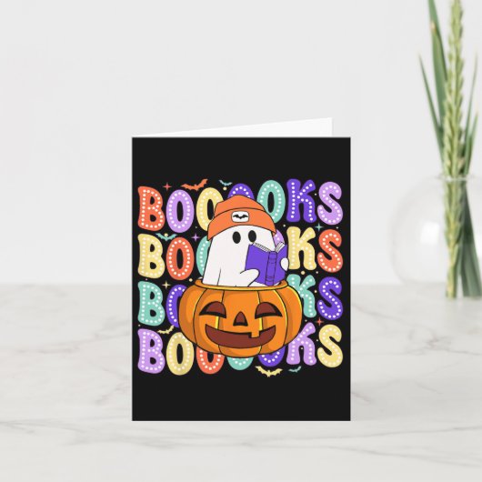 Carte Retro Cute Ghost Enseignant Halloween Librairie Li (Devant)