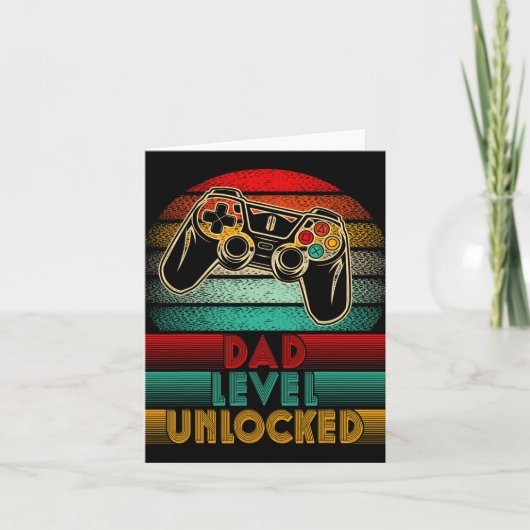 Carte Retro Dad Level Unlocked New Dad Controller Father (Devant)