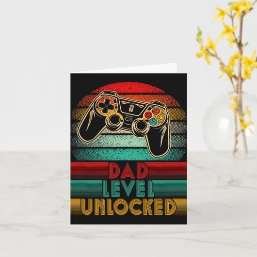 Carte Retro Dad Level Unlocked New Dad Controller Father (Fleur jaune)