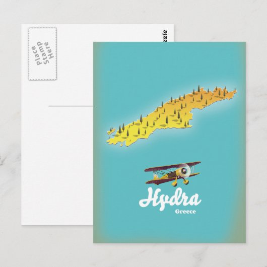 Carte rétro de la grèce d'Hydra (Devant / Derrière)