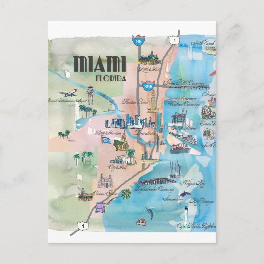 Carte Rétro de Miami Floride (Devant)