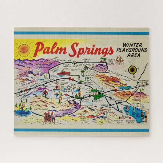 Carte Rétro de Palm Springs 8x10 Puzzle (Horizontal)