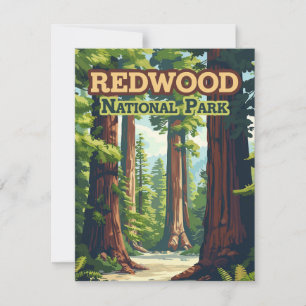 Carte Retro de Redwood National Park California Tr