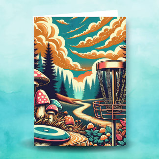 Carte Retro Disc Golf Psychedelic Anniversaire