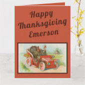 Carte Retro Drôle Thanksgiving mèmes mignonne Turquie De (Fleur jaune)