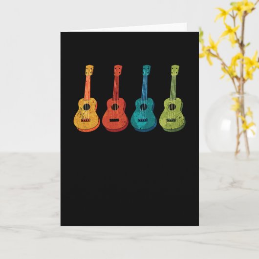 Carte Rétro d'Ukuleles (Fleur jaune)