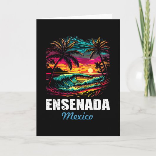 Carte Retro Ensenada Mexico Sunset Vintage Vacation Souv (Devant)