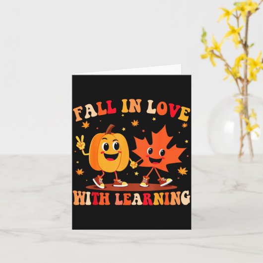 Carte Retro Fall In Love With Learning Autumn Pumpkin Te (Fleur jaune)