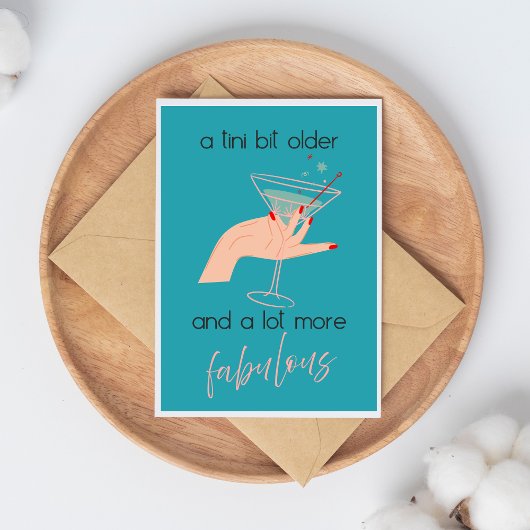 Carte Rétro Féminine Martini Bleu Un Peu Plus Âgée