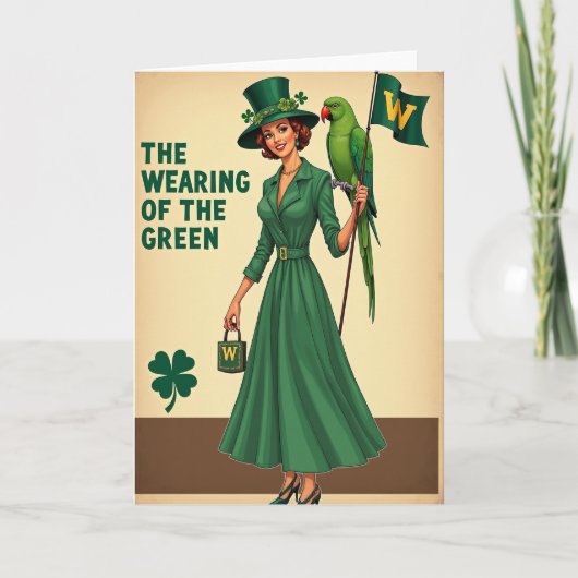 Carte Rétro Femme en Vert (Devant)
